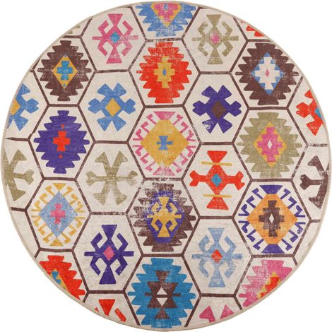 Maison Exclusive - Teppich Waschbar Mehrfarbig Ø 120 cm (1/5)