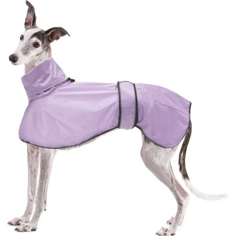 Imperméable pour Chien Lévrier Manteau de Pluie Réfléchissant Ajustable Veste Coupe-vent pour Whippet Greyhound Lurcher Saluki Violet (1/5)