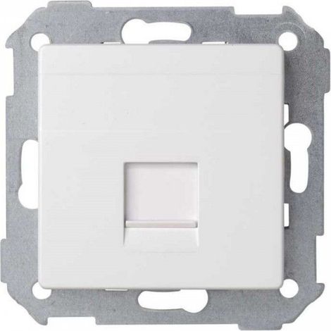 Simon 82 Konzept Universelle flache V & D-Platte mit Pulver 1 RJ45 mattweiß SIMON 8200005-090
