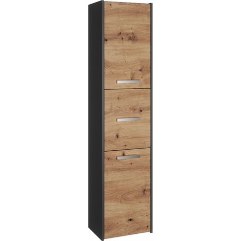 CDF Badschrank S43 Farbe: Anthrazit - Eiche Artisan Moderner Badezimmerschrank Ablagefläche Geräumige Einlegeböden Türen Einfache Montage (1/3)