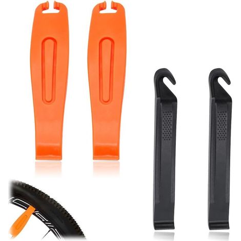 (Orange, Noir) Lot de 4 démontepneus de vélo, outil de démontage portable, levier de montage pour réparation de pneus, ultra résistant, démonte pneu vélo pour pneus de route et VTT (1/5)