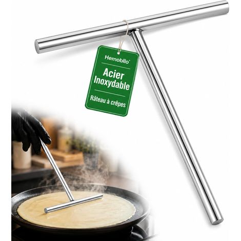 Râteau à Crêpes en Acier Inoxydable (19 cm), pour Poêle et Crêpière, Étaleur de Pâte Répartiteur Métal, Ustensile Cuisine pour Spatule Crêpe Party et Pancakes (1/5)