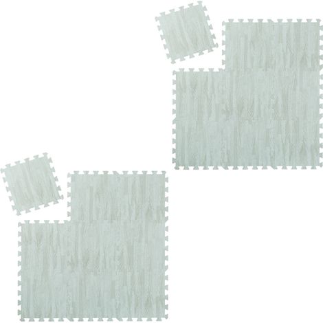 Suelo Goma Estilo Madera, Esterilla Fitness, Puzle 18 Piezas sin BPA, Máquinas Gimnasio, Colchoneta 1,7 m², Blanco (1/5)