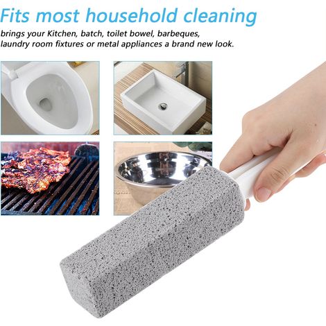 Nettoyant WC en pierre ponce pour cuvette, brosse manuelle avec manche, kit de nettoyage salle de bain, élimine saletés et tartre, usage domestique, 1 pièce. (1/5)