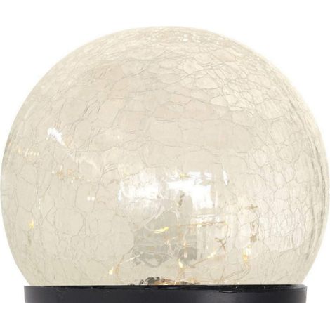 Kleine LED Solar Glaskugel aus Crackle Glas - 8 cm - Kugelleuchte mit 10 LED in warm weiß - Garten Balkon Terrasse Deko Bruchglas Kugel Lampe Beleuchtung