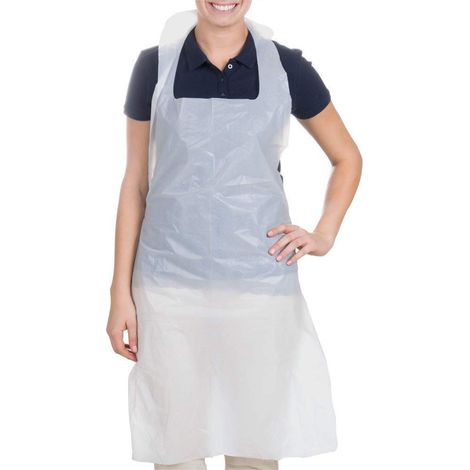 Haifly - Grembiuli usa e getta, in plastica, 10 pezzi, colore: Bianco (1/5)
