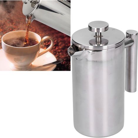 Cafetière portable manuelle en acier inoxydable, 800 ml, idéale pour la maison et le bureau. (1/5)