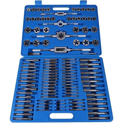 CASSETTA CON KIT FILIERA 110pz FILIERE MASCHI E FEMMINE PER FILETTATURA VALIGIA (1/5)