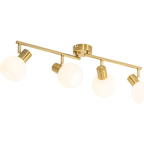 QAZQA Faretto anouk - Art déco - Vetro,Acciaio - Oro/Bianco - Sfera/Oblungo E14 Max. 4 x 4.2 Watt