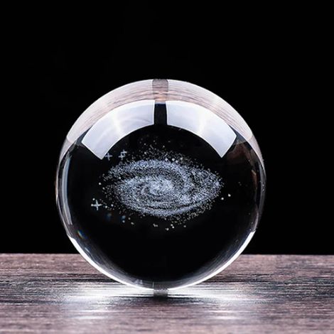 Boule de cristal, gravure laser, décoration de bureau