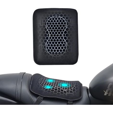 Motorcycle Gel Seat Cushion, Front and Rear Passenger Seat Cushion, Honeycomb Structure, Breathable, Non-Slip, Shock Absorption, Suitable for One Size Black (1/5)