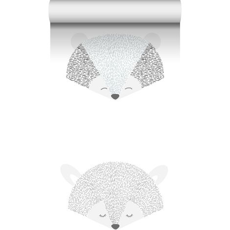 papier peint intissé XXL têtes d'animaux gris clair  - ESTAhome (1/5)