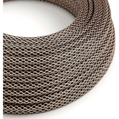 Creative-Cables, Cavo elettrico in tessuto, 3 x 0,75 mm², 1 m, Nero con Rame Bicolore RR03, Rotondo, Made in Italy
