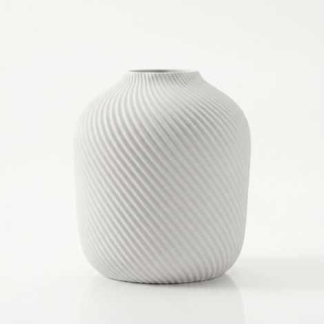Vaso moderno, bianco, scanalato per fiori ed erbe, minimalista (1/3)