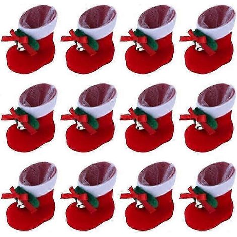 Bottes de Noël en forme de bonbons, lot de 12 chaussettes de Noël suspendues, bottes de Noël, pour Noël -3 (1/4)