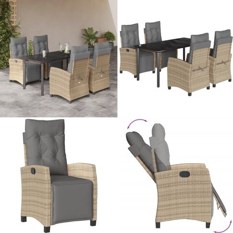 5-tlg. Garten-Essgruppe mit Kissen Beigemischung Poly Rattan - Gartentisch - Gartenstuhl (1/5)