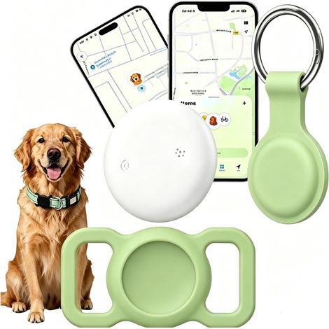 Irovami Étui Airtag Localisateur d'animaux pour collier de chien (Localisateur global Android), vert
