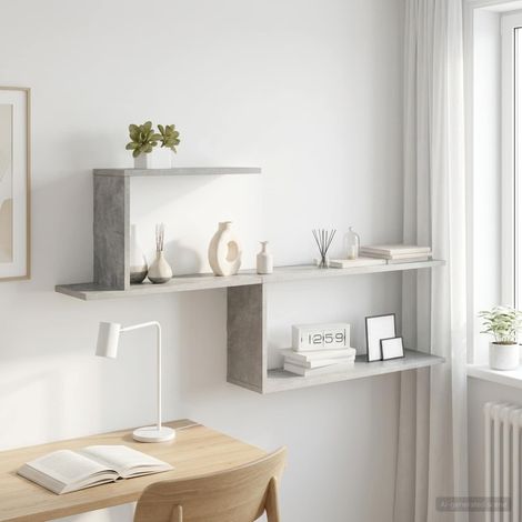 vidaXL Étagère Murale Gris béton 122 x 18 x 60 cm Bois d'ingénierie (1/5)