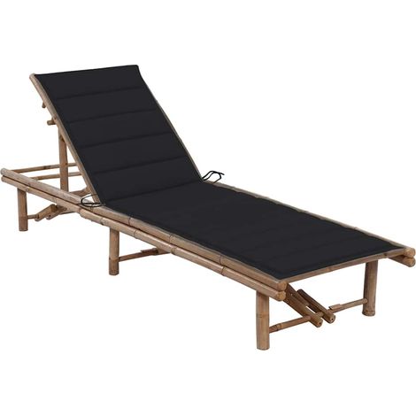 vidaXL Chaise longue de jardin avec coussin Bambou (1/5)