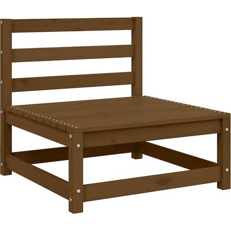 Maison Exclusive - Garten-Mittelsofa mit Creme Kissen Massivholz (1/5)