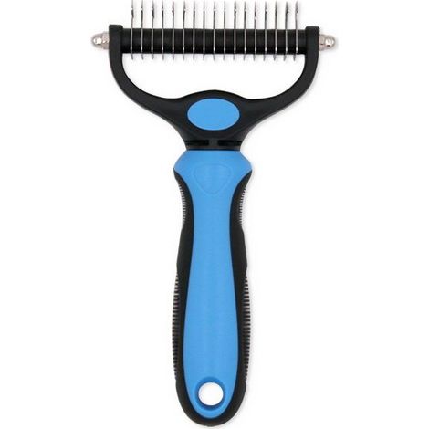 Bleu Brosse Chien et Chat Professionnel Brosse Chien Poil Long Toilettage du Chien Râteau Dents à Double Face Élimine Les Nœuds, Les Tapis et Les Cheveux Emmêlé (1/5)