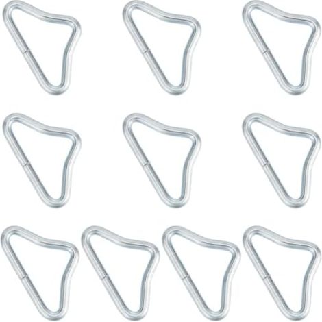 10 Boucles Triangulaires pour Trampoline Métal Argenté Fer Haute Résistance Connexion Rapide Anneaux en Forme de V Sac Tapis Pièces Rechange Accessoires -