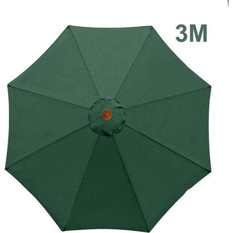 Housse de rechange pour parasol extérieur 3m (8 baleines), vert, adaptée terrasse et jardin (1/5)
