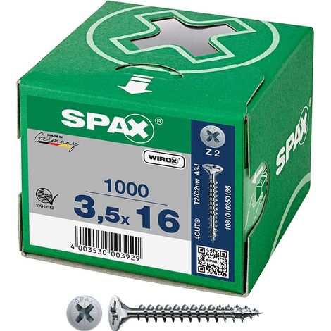 SPAX 1081010350165 Vite testa svasata 3.5 mm 16 mm Acciaio 1000 pz.