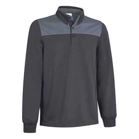 Polo técnico de manga larga y efecto térmico, diseño bicolor, tejido poliéster antibacteriano HURRICANE M Gris humo / Gris carbón
