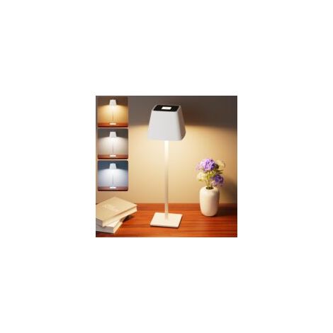 Lámpara de mesa inalámbrica regulable - Lámpara de mesa LED con 3 modos de color y batería recargable de 5200 mAh - Control táctil IP54 Impermeable Metal para interior Exterior Mesita de noche Patio (