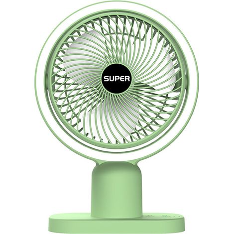 Ventilateur De Bureau - Mini Ventilateur Portable Rechargeable Avec Lampe - Angle D'inclinaison 120° - 3 Vitesses - Batterie Intégrée - 1 Pièce (1/5)