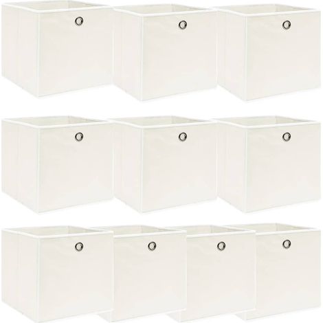 10 pcs Boîtes de rangement, Coffres de rangement Blanc 32x32x32 cm Tissu LKF75863 (1/5)