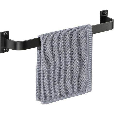 Porte Serviette Mural Salle de Bain Longueur 40CM, Robuste Barres Porte-Serviettes Support en Aluminium, Noir Mat, EGYS2501-400-B (1/4)