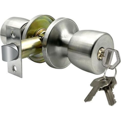 Poignée de porte avec serrure et clé, serrure à bille ronde noire mate (1/5)