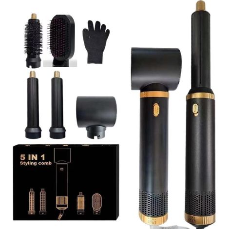 Peigne chauffant multifonctionnel 5 en 1 – Sèche-cheveux à ions négatifs – Un outil de coiffure indispensable à domicile