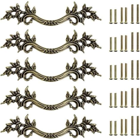 5pcs Poignée de porte vintage Bouton de Porte de Placard rétro,décorer le Tiroir, la Commode, Placard, Meuble etc. (bronze) (1/5)