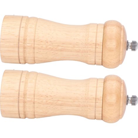 2 pièces Moulin à Sel et Poivre en Bois Réglable - Moulin à Épices pour Cuisine - Hauteur 14,5 cm