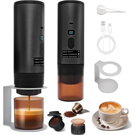 Machine à Café Portable, 3-en-1 Cafetière Nomade Chauffante Rapide, Sans Fil (1/5)