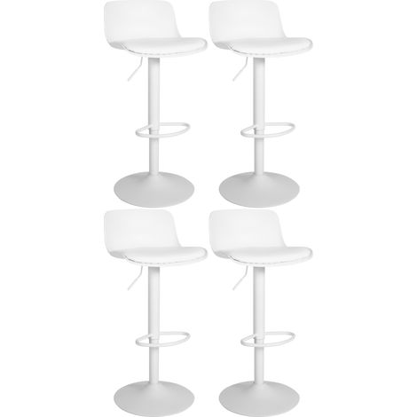 Set de 4 Taburetes de bar Almada con asiento en polipiel Blanco