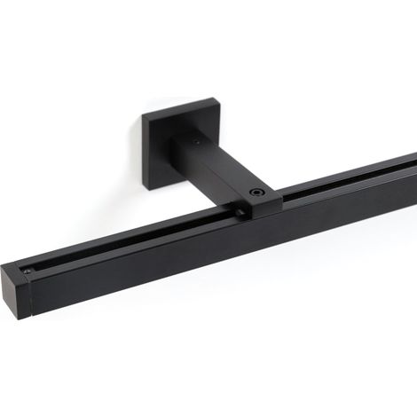 Gardinenschiene Innenlauf auf Maß 1-läufig Schwarz - Serie Cube 260cm