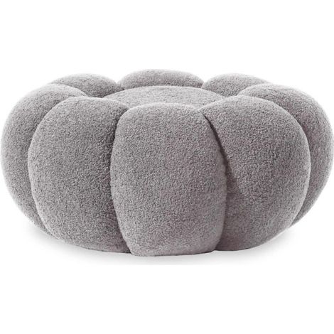 Pouf Design Fleur "Bouclette" 61cm Gris (1/4)