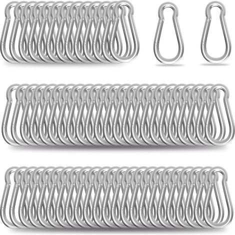 Karabiner, Hochleistungs-Federkarabiner aus verzinktem Stahl mit einer Tragkraft von 220 Pfund, ideal für Outdoor-Aktivitäten, Hängematten, Schaukeln und Reisen (M5 2 Zoll, 200 Stück) (1/5)