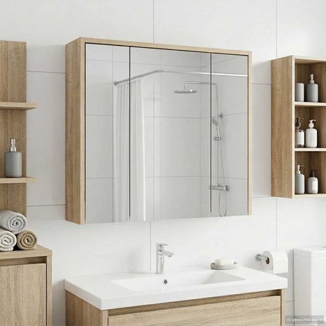 Armario con espejo de baño Roble 63,5 x 16 x 62,5 cm