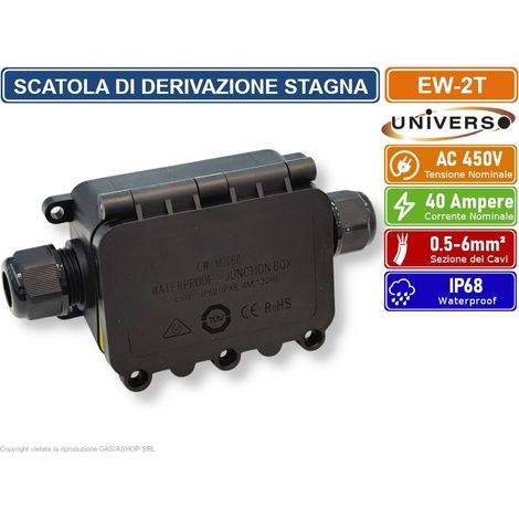 UNIVERSO EW-2T SCATOLA DI DERIVAZIONE STAGNA IMPERMEABILE IP68 CON 2 TERMINALI (1/4)