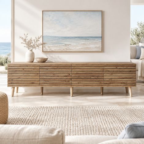 Mobile TV 180 x 40 x 46 cm con 4 ante, effetto legno OKMYHOME (1/5)