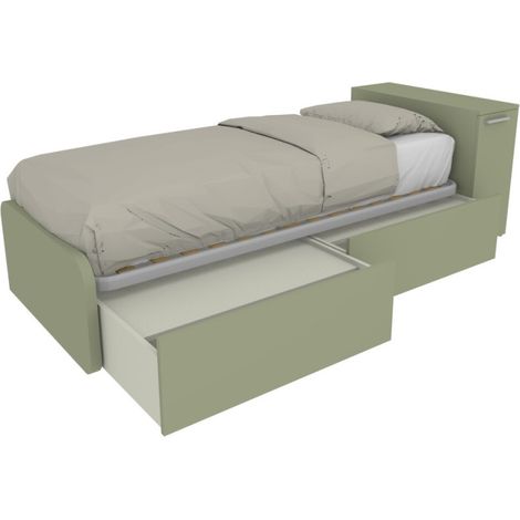 Letto singolo salvaspazio con cassetti e testata contenitiva - Salvia
