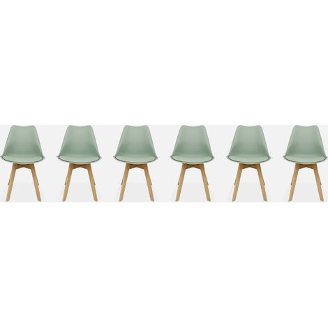Silla escandinava con patas de madera de haya, set de 6 (1/5)