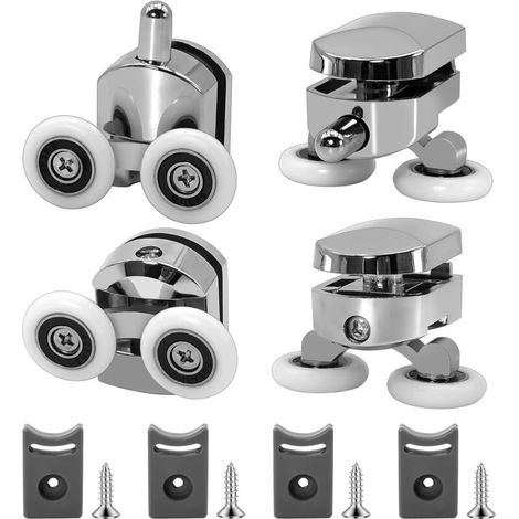 Lot de 4 rouleaux de rechange pour porte de douche de 23 mm, roues de porte coulissante en verre pour clôtures de douche incurvées, glissières de rouleau de salle de bain, compatible a (1/5)