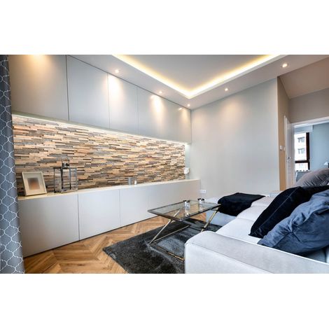 Plaquette de parement en bois effet 3D SELECTIO - Bois recupere - 72 x 10cm - 14 panneaux - 1m2 (1/5)