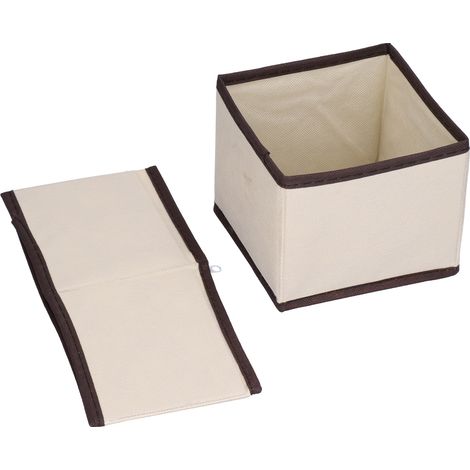 Boîte de Rangement 6Pcs pour Sous-vêtements Chaussettes - Organisateur de Tiroir en Tissu à Carreaux Beige (1/5)